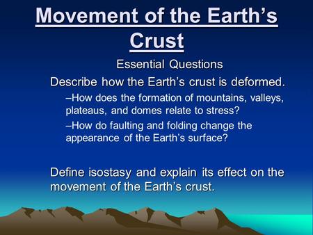 Movement of the Earth’s Crust