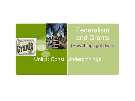 Federalism and Grants (How things get done) Unit 1: Const. Underpinnings.