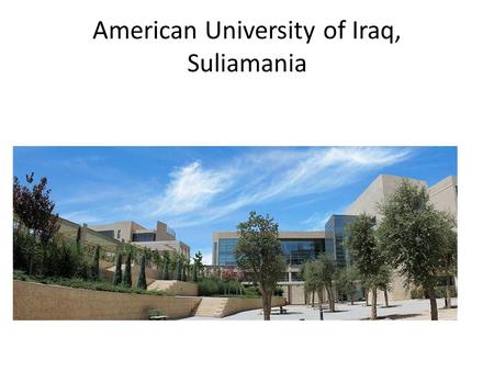 American University of Iraq, Suliamania. IRAQ Sunni/Shi’a areas.