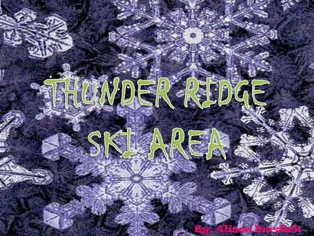 By: Alison Burdick Why Thunder Ridge? Thunder ridge- is a place where locals of all ages enjoy winters. During the week its mostly teens and children.