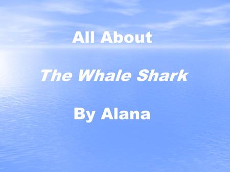 All About The Whale Shark By Alana. Table of Contents Where are Whale sharks found? 4 What does the Whale shark look like? 6 Does the Whale shark have.