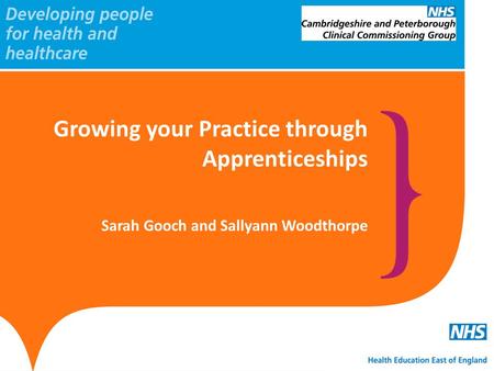 Growing your Practice through Apprenticeships Sarah Gooch and Sallyann Woodthorpe.