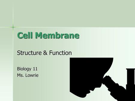 Cell Membrane Structure & Function Biology 11 Ms. Lowrie.
