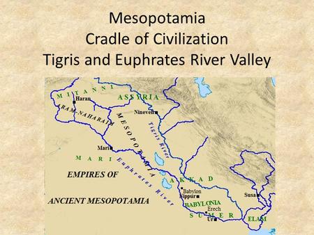 Mesopotamia Cradle of Civilization Tigris and Euphrates River Valley.