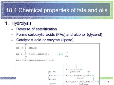 18.4 Chemical properties of fats and oils