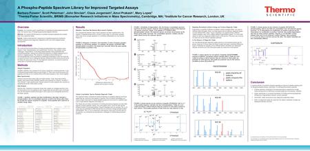 A Phospho-Peptide Spectrum Library for Improved Targeted Assays Barbara Frewen 1, Scott Peterman 1, John Sinclair 2, Claus Jorgensen 2, Amol Prakash 1,