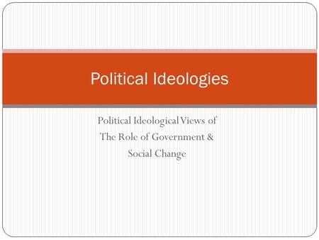 Political Ideological Views of The Role of Government & Social Change Political Ideologies.