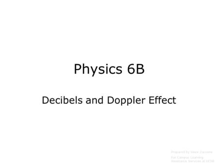 Decibels and Doppler Effect