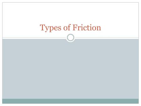Types of Friction.