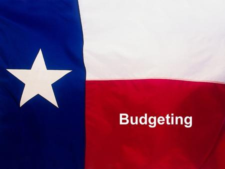 Budgeting. Objectives Participants will learn: Resources for budgeting Distribution of state special ed funds Projecting state and federal funds Code.