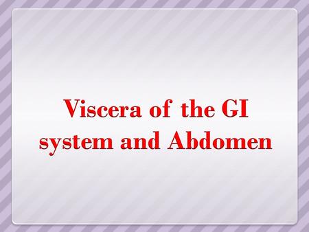Viscera of the GI system and Abdomen