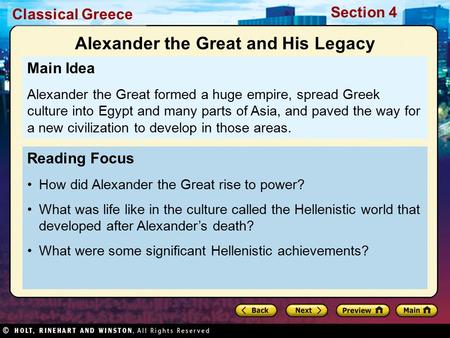 Alexander the Great and His Legacy
