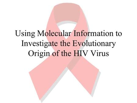 Using Molecular Information to Investigate the Evolutionary Origin of the HIV Virus.