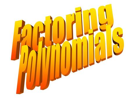 Factoring a polynomial means expressing it as a product of other polynomials.