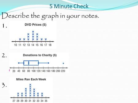 5 Minute Check Describe the graph in your notes. 1. 2. 3.