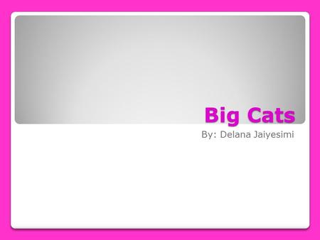 Big Cats By: Delana Jaiyesimi. Table Of Contents Introduction Chapter 1-Cats Chapter 2-Circle Of Life Chapter 3-Species of Cats Chapter 4-Habitats Chapter.