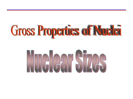 Sizes. W. Udo Schröder, 2007 Nuclear Sizes 2 Absorption Probability and Cross Section Absorption upon intersection of nuclear cross section area  j beam.