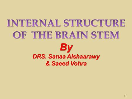 1. By the end of the lecture, students will be able to :  Distinguish the internal structure of the components of the brain stem in different levels.