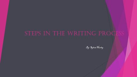 Steps in the writing process By: Sylvia Hurley. The first step is prewriting.  Prewriting is when you think about what you are going to write and maybe.