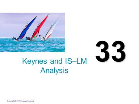 Copyright © 2011 Cengage Learning 33 Keynes and IS–LM Analysis.