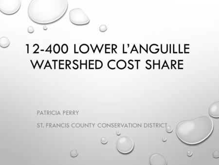 12-400 LOWER L’ANGUILLE WATERSHED COST SHARE PATRICIA PERRY ST. FRANCIS COUNTY CONSERVATION DISTRICT.