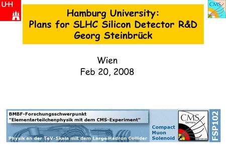 Hamburg University: Plans for SLHC Silicon Detector R&D Georg Steinbrück Wien Feb 20, 2008.