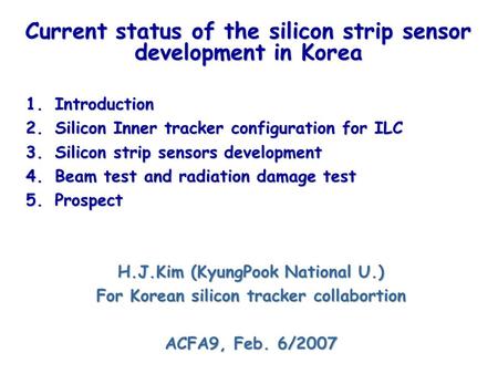 Current status of the silicon strip sensor development in Korea