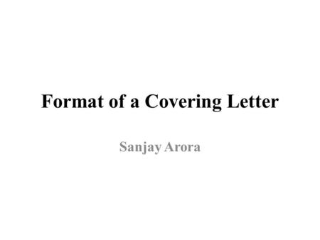 Format of a Covering Letter