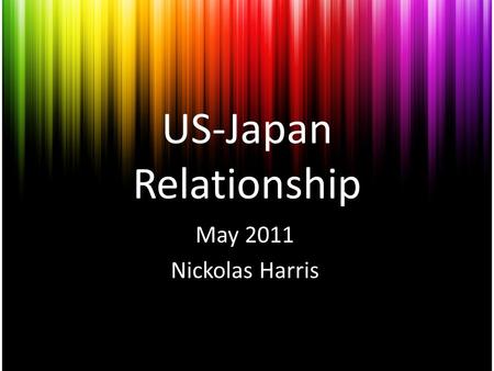 US-Japan Relationship May 2011 Nickolas Harris. Investigate US-Japan Relations 1850-Present A brief history of Perry and the Black Ships US and foreign.