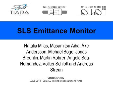 LCWS 2012 – CLIC/ILC working group on Damping Rings