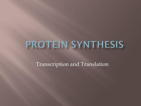 Transcription and Translation. DNA RNA Protein TranscriptionTranslation.