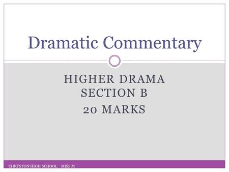 Higher Drama Section B 20 marks