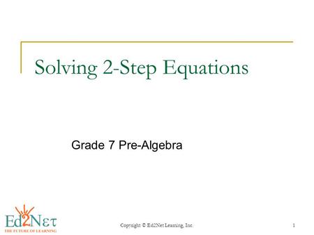 Solving 2-Step Equations