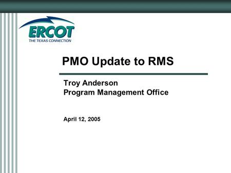 PMO Update to RMS Troy Anderson Program Management Office April 12, 2005.