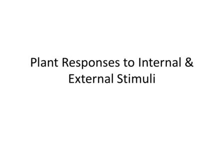 Plant Responses to Internal & External Stimuli