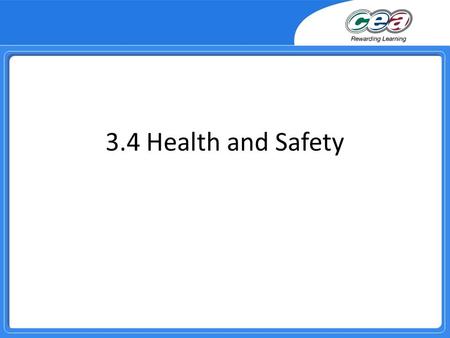 3.4 Health and Safety. Overview Safety including RSI, ergonomics, ELF radiation and eyestrain Identify measures taken by both the employee and employer.