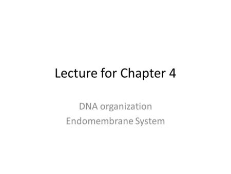 Lecture for Chapter 4 DNA organization Endomembrane System.