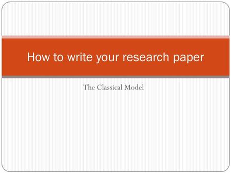 How to write your research paper