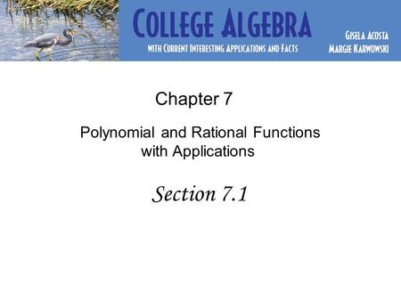 Chapter 7 Polynomial and Rational Functions
