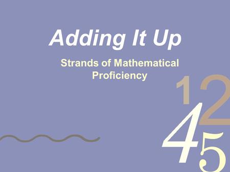 Strands of Mathematical Proficiency