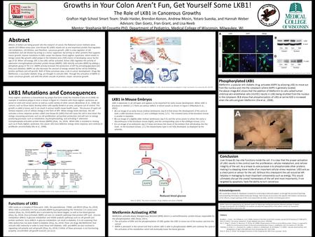 Growths in Your Colon Aren’t Fun, Get Yourself Some LKB1! The Role of LKB1 in Cancerous Growths Grafton High School Smart Team: Shabi Haider, Brendon Konon,