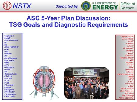 ASC 5-Year Plan Discussion: TSG Goals and Diagnostic Requirements NSTX Supported by Culham Sci Ctr U St. Andrews York U Chubu U Fukui U Hiroshima U Hyogo.