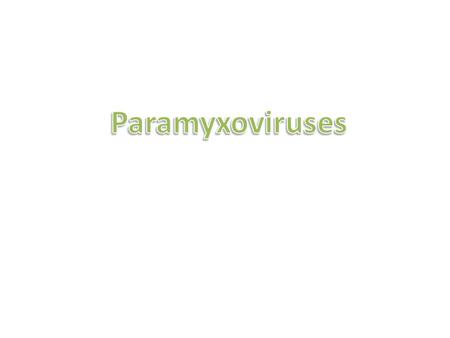 Introduction The paramyxoviruses include the most important agents of respiratory infections of under 5 years of age.(respiratory syncytial virus and.