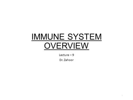 IMMUNE SYSTEM OVERVIEW