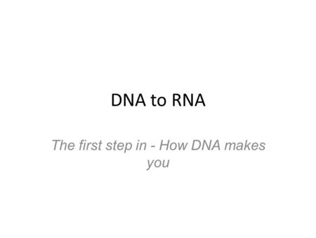 The first step in - How DNA makes you