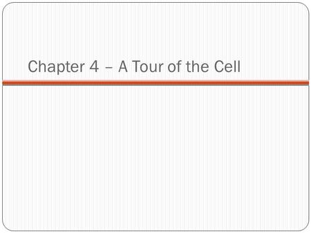 Chapter 4 – A Tour of the Cell. Intro Copyright © 2007 Pearson Education Inc., publishing as Pearson Benjamin Cummings The Microscopic World of Cells.