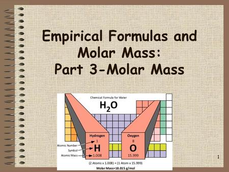 Empirical Formulas and Molar Mass: Part 3-Molar Mass 1.