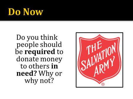 Do you think people should be required to donate money to others in need? Why or why not?