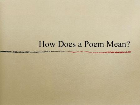 How Does a Poem Mean?.