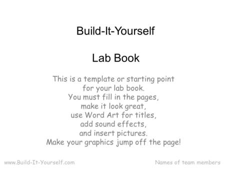 Build-It-Yourself Lab Book